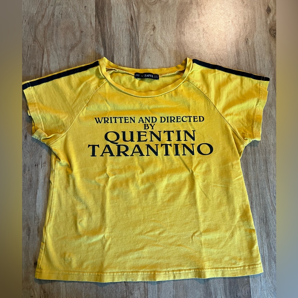 SOLD- Zaful Yellow and Black Fitted Stretch Tee